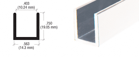 C.R. Laurence CRL White Frameless Shower Door Aluminum Deep U-Channel for 3/8&quot; Thick Glass - 95 in long | SDCD38W