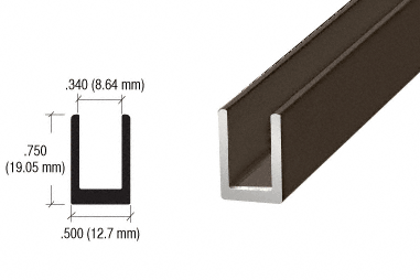 C.R. Laurence CRL Oil Rubbed Bronze 5/16&quot; Single Aluminum U-Channel - 95&quot; long | SDCD5160RB