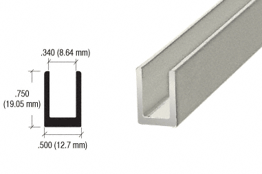 C.R. Laurence CRL Satin Anodized 5/16&quot; Single Aluminum U-Channel - 95&quot; long | SDCD516A