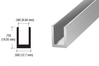 C.R. Laurence CRL Brite Anodized 5/16&quot; Single Aluminum U-Channel - 95&quot; long | SDCD516BA