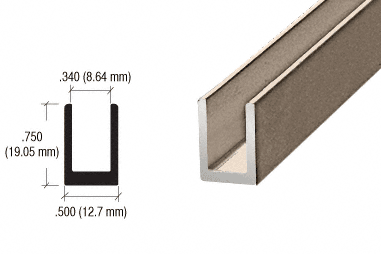 C.R. Laurence CRL Brushed Nickel 5/16&quot; Single Aluminum U-Channel - 95&quot; long | SDCD516BN