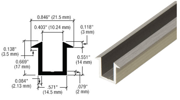 CRL Brushed Nickel U-Channel for 3/8&quot; Glass Recess - 95 in long | SDCF38BN
