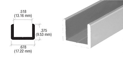 C.R. Laurence CRL Brushed Nickel Frameless Shower Door Aluminum Regular U-Channel for 1/2&quot; Thick Glass - 95 in long | SDCR12BN