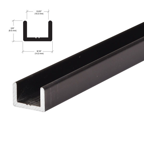 CRL Oil Rubbed Bronze Frameless Shower Door Aluminum Regular U-Channel for 3/8&quot; Thick Glass - 95 in long | SDCR380RB