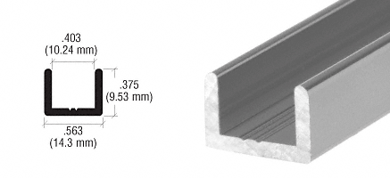 C.R. Laurence CRL Brushed Nickel Frameless Shower Door Aluminum Regular U-Channel for 3/8&quot; Thick Glass - 95 in long | SDCR38BN