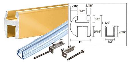 C.R. Laurence CRL Brite Gold Anodized Deluxe Shower Door Header Kit - 95 in long | SDH980BGA