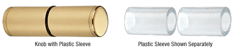 CRL Cylinder Style Polished Brass Finish Back-to-Back Shower Door Knob With Plastic Sleeve | SDKP112BR