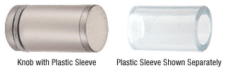 CRL Cylinder Style Brushed Nickel Finish Single-Sided Shower Door Knob With Plastic Sleeve | SDKP212BN