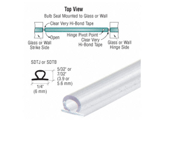 C.R. Laurence CRL Translucent Vinyl Bulb Seal 7/32&quot; Gap - 95 in long - 5 Pack | SDTB