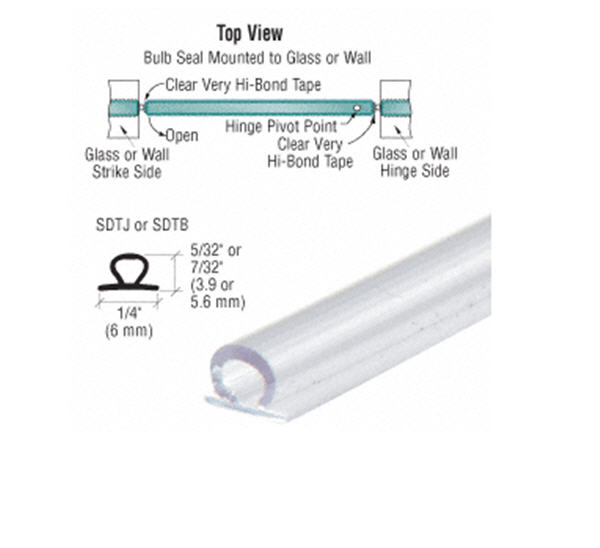C.R. Laurence CRL Translucent Vinyl Bulb Seal 5/32&quot; Gap - 95 in long - 5 Pack | SDTJ