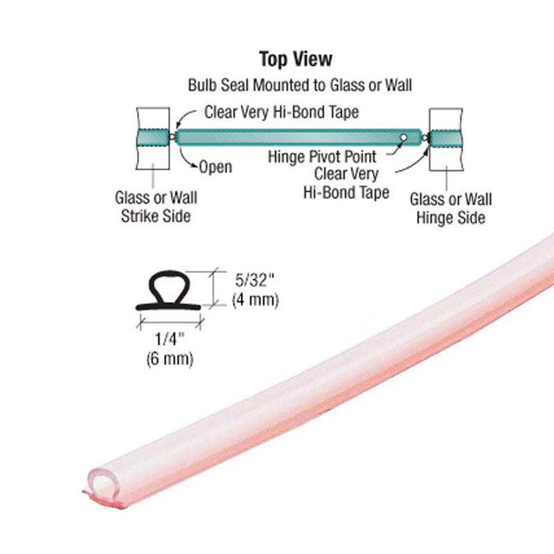 CRL Translucent Vinyl Bulb Seal with Pre-Applied Tape for 5/32&quot; Gap - 98 in long - Pack of 3 | SDTJT23