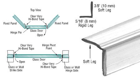 C.R. Laurence CRL Translucent Vinyl Edge &quot;L&quot; Seal for 3/8&quot; Maximum Gap - 95 in long | SDTL1