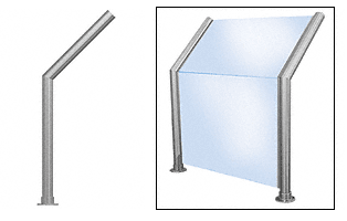 C.R. Laurence CRL Elegant 101 Series Sneeze Guard - 2&quot; Brushed Stainless Tubing, Glass On Slant and Front Only  | SG0101BS