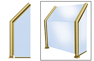 C.R. Laurence CRL Elegant 102 Series Sneeze Guard - 2&quot; Polished Brass Tubing, Glass On Slant, Front and One End or Both Ends  | SG0102PB