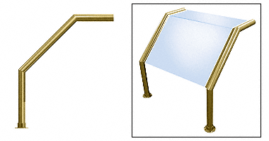 C.R. Laurence CRL Elegant 103 Series Sneeze Guard - 2&quot; Polished Brass Tubing, Glass On Top and Slant Only  | SG0103PB