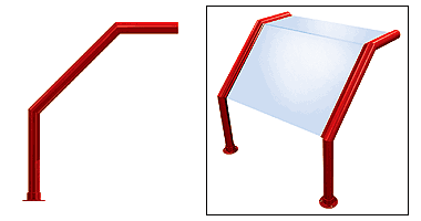 C.R. Laurence CRL Elegant 103 Series Sneeze Guard - 2&quot; Powder Painted Tubing, Glass On Top and Slant Only  | SG0103PT