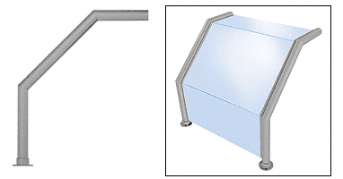 C.R. Laurence CRL Elegant 104 Series Sneeze Guard - 2&quot; Brushed Stainless Tubing, Glass On Top, Slant and Front Only  | SG0104BS