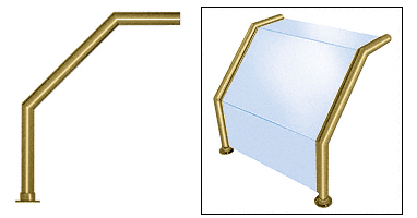 C.R. Laurence CRL Elegant 104 Series Sneeze Guard - 2&quot; Polished Brass Tubing, Glass On Top, Slant and Front Only  | SG0104PB