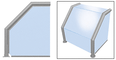 C.R. Laurence CRL Elegant 105 Series Sneeze Guard - 2&quot; Brushed Stainless Tubing, Glass On Top, Slant, Front, and One End or Both Ends  | SG0105BS