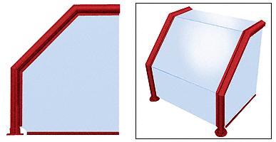 C.R. Laurence CRL Elegant 105 Series Sneeze Guard - 2&quot; Powder Painted Tubing, Glass On Top, Slant, Front, and One End or Both Ends  | SG0105PT