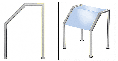 C.R. Laurence CRL Elegant 106 Series Sneeze Guard - 2&quot; Brushed Stainless Tubing, Glass On Slant and Top Only  | SG0106BS