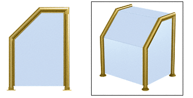 C.R. Laurence CRL Elegant 108 Series Sneeze Guard - 2&quot; Polished Brass Tubing, Glass On Slant, Top, Front, and One End or Both Ends  | SG0108PB