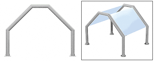 C.R. Laurence CRL Elegant 109 Series Sneeze Guard - 2&quot; Brushed Stainless Tubing, Glass On Slants Only  | SG0109BS