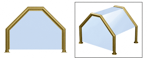 C.R. Laurence CRL Elegant 111 Series Sneeze Guard - 2&quot; Polished Brass Tubing, Glass On Top, Slants, and One End or Both Ends  | SG0111PB