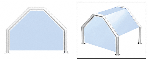 C.R. Laurence CRL Elegant 111 Series Sneeze Guard - 2&quot; Polished Stainless Tubing, Glass On Top, Slants, and One End or Both Ends  | SG0111PS