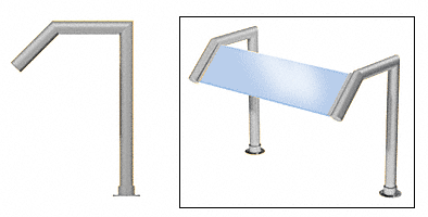 C.R. Laurence CRL Elegant 112 Series Sneeze Guard - 2&quot; Brushed Stainless Tubing, Glass On Slant Only  | SG0112BS