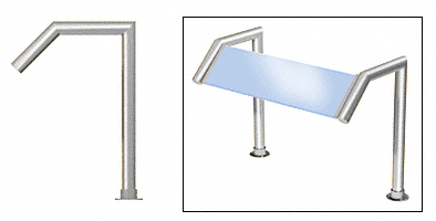 C.R. Laurence CRL Elegant 112 Series Sneeze Guard - 2&quot; Polished Stainless Tubing, Glass On Slant Only  | SG0112PS
