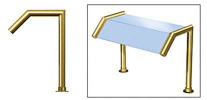 C.R. Laurence CRL Elegant 113 Series Sneeze Guard - 2&quot; Polished Brass Tubing, Glass On Slant and Top Only  | SG0113PB