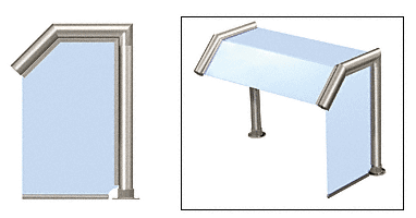 C.R. Laurence CRL Elegant 114 Series Sneeze Guard - 2&quot; Polished Stainless Tubing, Glass On Slant, Top, and One End or Both Ends  | SG0114PS