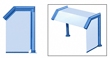 C.R. Laurence CRL Elegant 114 Series Sneeze Guard - 2&quot; Powder Painted Tubing, Glass On Slant, Top, and One End or Both Ends  | SG0114PT