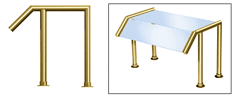 C.R. Laurence CRL Elegant 118 Series Sneeze Guard - 2&quot; Polished Brass Tubing, Glass On Slant and Top Only  | SG0118PB