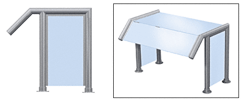 C.R. Laurence CRL Elegant 119 Series Sneeze Guard - 2&quot; Brushed Stainless Tubing, Glass on Slant, Top, and One End or Both Ends  | SG0119BS