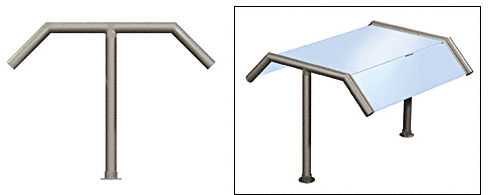 C.R. Laurence CRL Elegant 120 Series Sneeze Guard - 2&quot; Brushed Stainless Tubing, Glass On Slants and Top Only  | SG0120BS