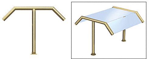 C.R. Laurence CRL Elegant 120 Series Sneeze Guard - 2&quot; Polished Brass Tubing, Glass On Slants and Top Only  | SG0120PB