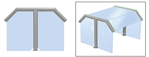 C.R. Laurence CRL Elegant 121 Series Sneeze Guard - 2&quot; Brushed Stainless Tubing,  Glass On Slants, Top, and One End or Both Ends  | SG0121BS