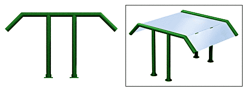 C.R. Laurence CRL Elegant 122 Series Sneeze Guard - 2&quot; Powder Painted Tubing, Glass On Slants and Top Only  | SG0122PT