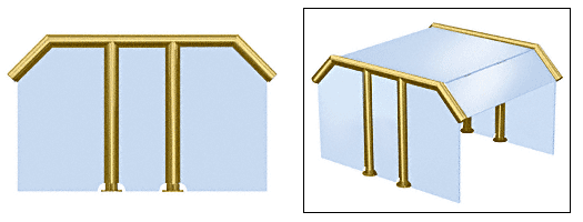 C.R. Laurence CRL Elegant 123 Series Sneeze Guard - 2&quot; Polished Brass Tubing, Glass On Slants, Top, and One End or Both Ends  | SG0123PB