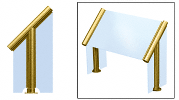 C.R. Laurence CRL Elegant 125 Series Sneeze Guard - 2&quot; Polished Brass Tubing, Glass On Slant, and One End or Both Ends  | SG0125PB