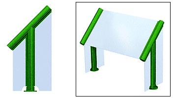 C.R. Laurence CRL Elegant 125 Series Sneeze Guard - 2&quot; Powder Painted Tubing, Glass On Slant, and One End or Both Ends  | SG0125PT