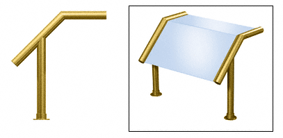 C.R. Laurence CRL Elegant 128 Series Sneeze Guard - 2&quot; Polished Brass Tubing, Glass On Slant and Top Only  | SG0128PB