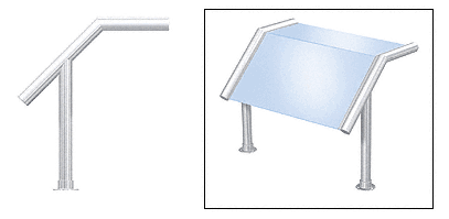 C.R. Laurence CRL Elegant 128 Series Sneeze Guard - 2&quot; Polished Stainless Tubing, Glass On Slant and Top Only  | SG0128PS