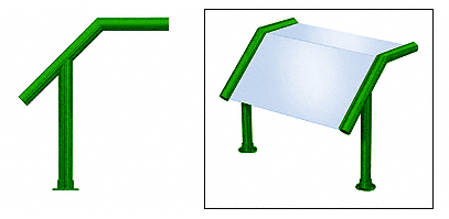 C.R. Laurence CRL Elegant 128 Series Sneeze Guard - 2&quot; Powder Painted Tubing, Glass On Slant and Top Only  | SG0128PT