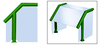 C.R. Laurence CRL Elegant 129 Series Sneeze Guard - 2&quot; Powder Painted Tubing, Glass On Slant, Top, and One End or Both Ends  | SG0129PT