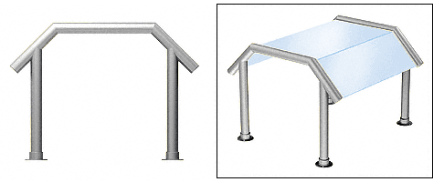 C.R. Laurence CRL Elegant 130 Series Sneeze Guard - 2&quot; Brushed Stainless Tubing, Glass On Slant and Top Only  | SG0130BS