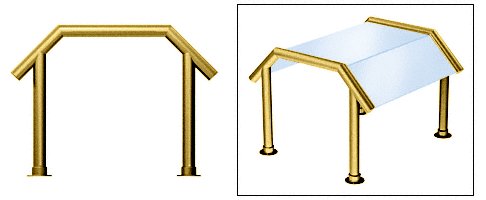 C.R. Laurence CRL Elegant 130 Series Sneeze Guard - 2&quot; Polished Brass Tubing, Glass On Slant and Top Only  | SG0130PB