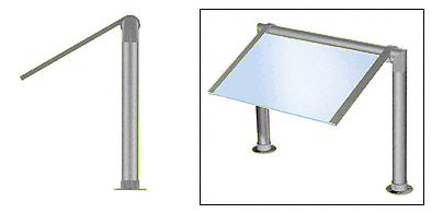 C.R. Laurence CRL Elegant 132 Series Sneeze Guard - 2&quot; Brushed Stainless Tubing, Glass On Slant Only  | SG0132BS